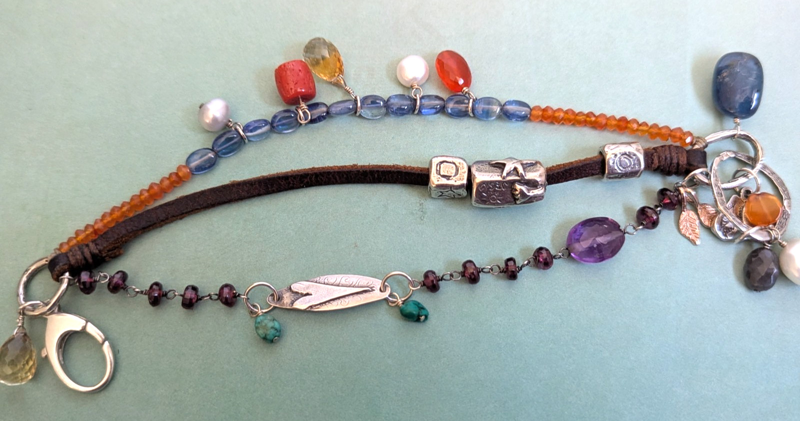 Jes MaHarry Sundance Catalog "Pacific Highway" Mixed Gemstone Sterling Bracelet
