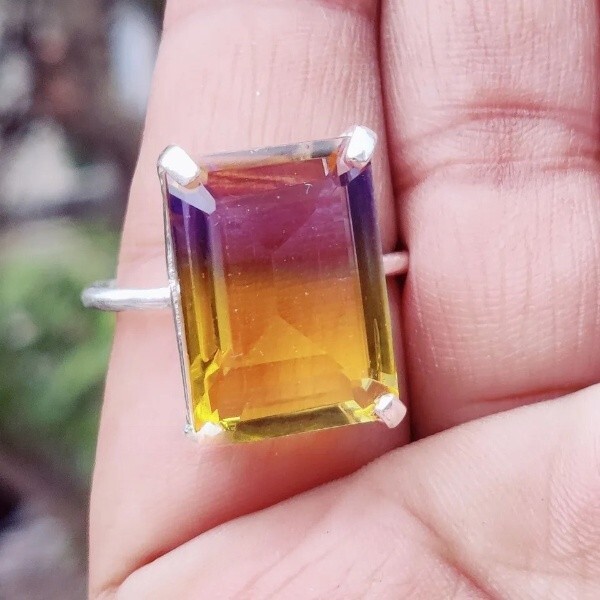 Ametrine Solid 925 Sterling Silver Statement Handmade Women Ring, All Size M611