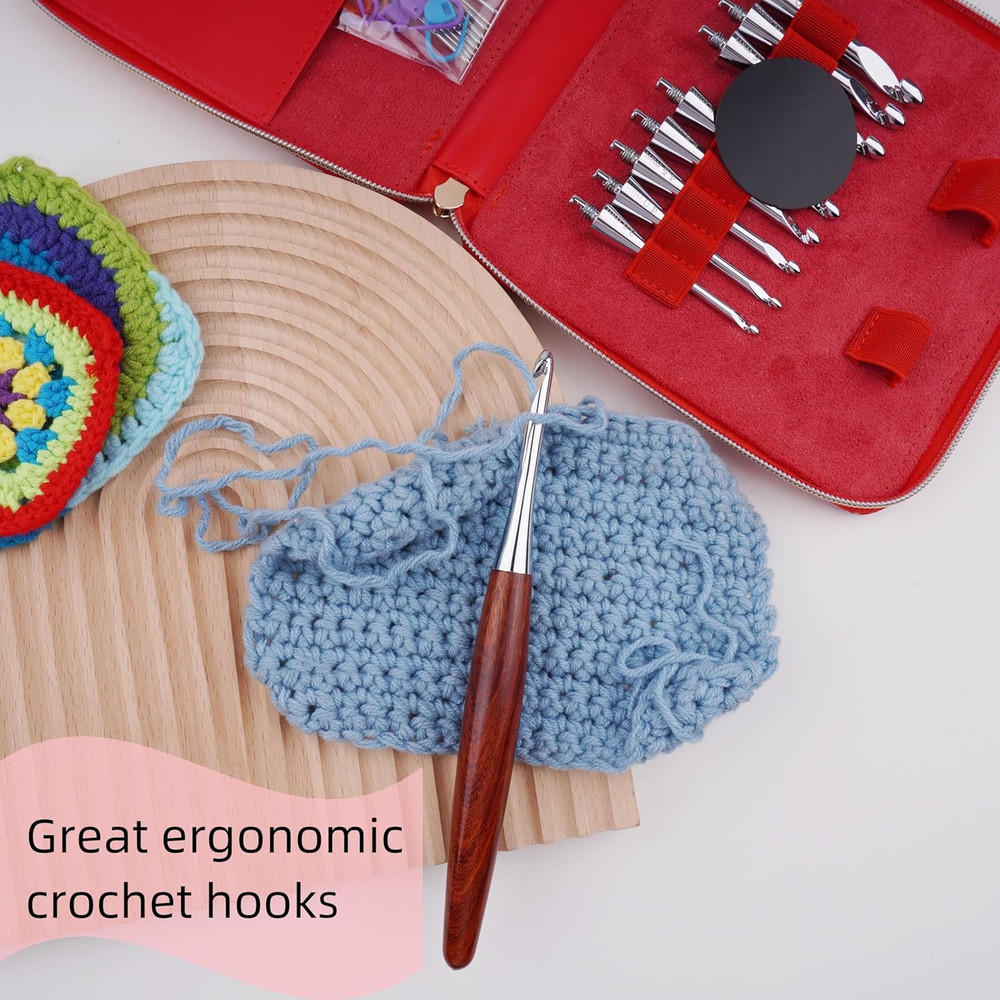 Interchangeable Inline Crochet Hook Ergonomic Crochet Hooks Set with Case For...