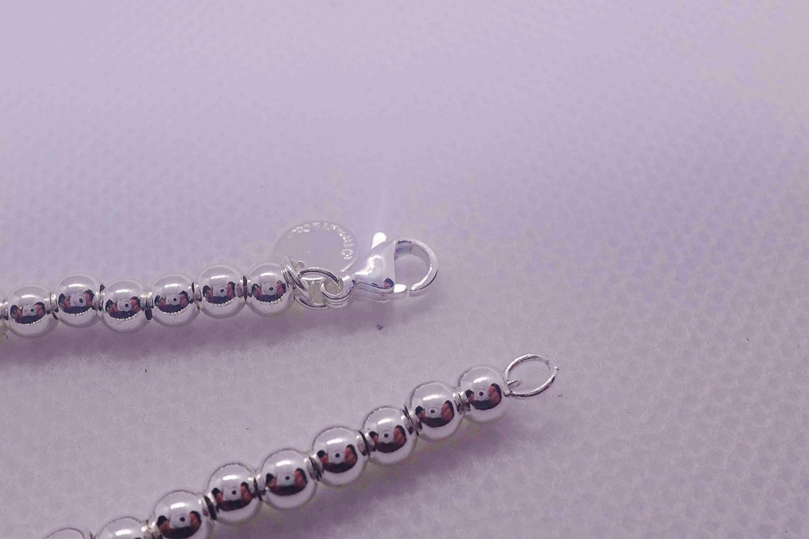 NewTliffany&Co*Bule&Enamel Heart Tag&Bead*Bracelet 7.5"