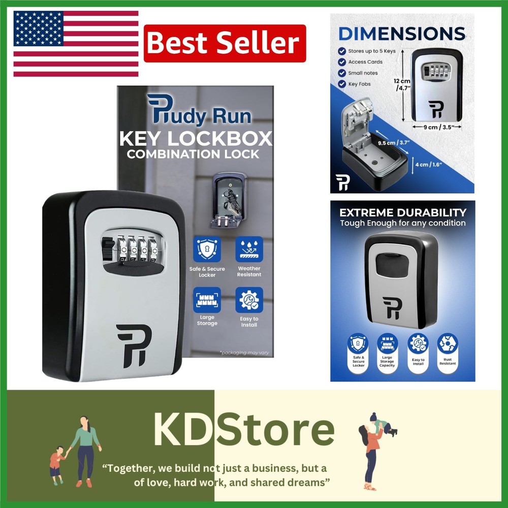 Spacious Key Lock Box with 4-Digit Code - Easy Install for Realtors and Homes