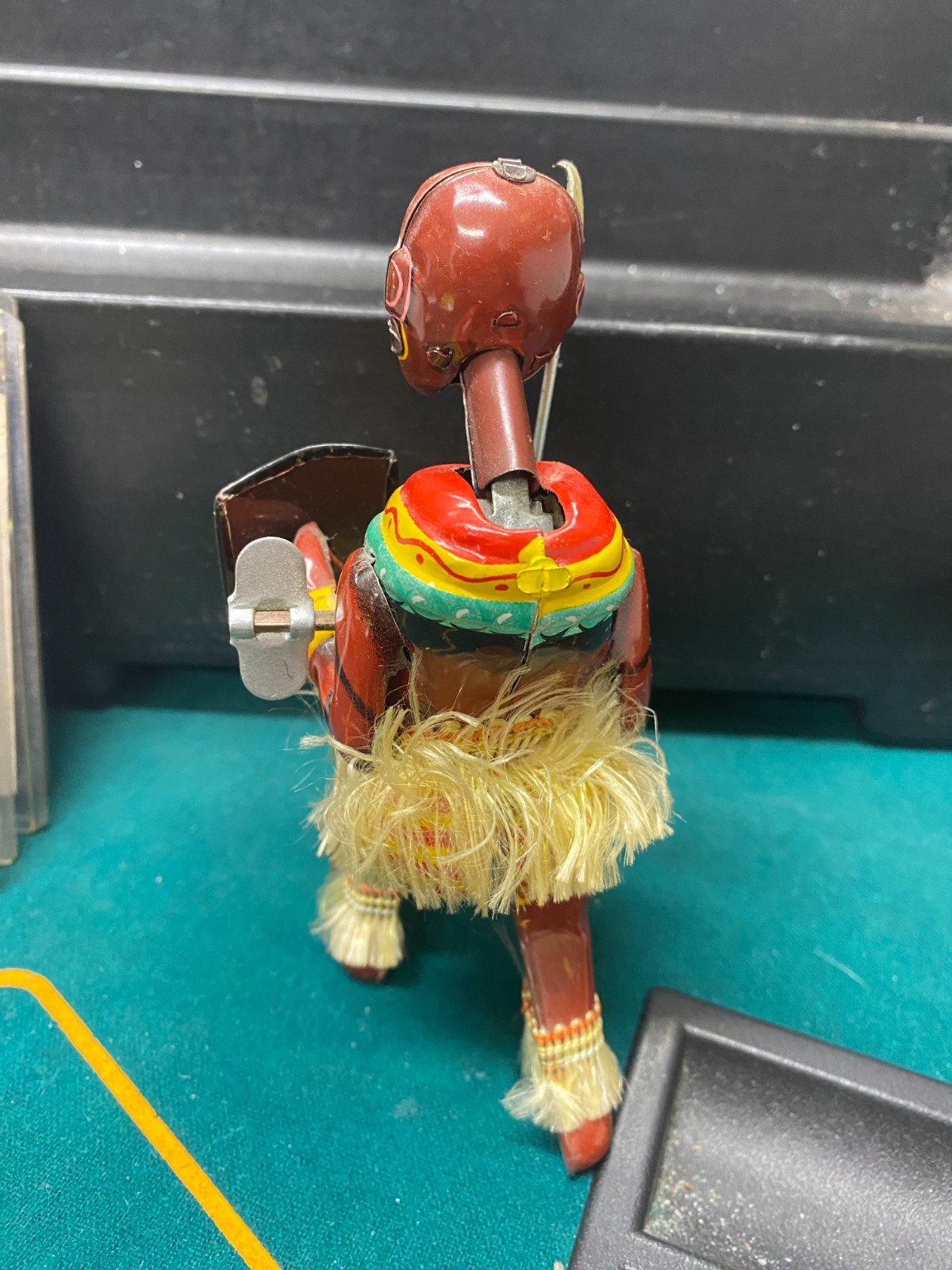 Vintage Pango Pango African Dancer Tin Mechanical Wind up Toy In Original Box