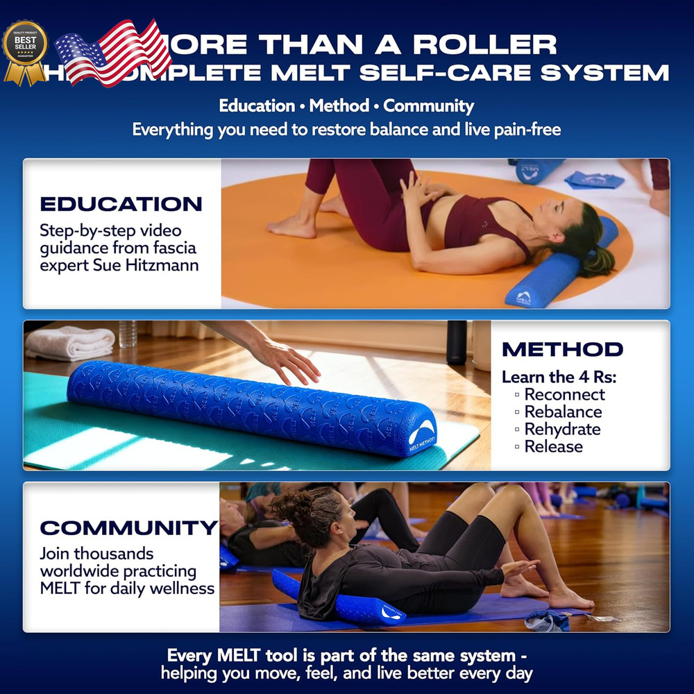 MELT Method 36 Inch Half Foam Roller for Back w/FasciaTherapy Technology