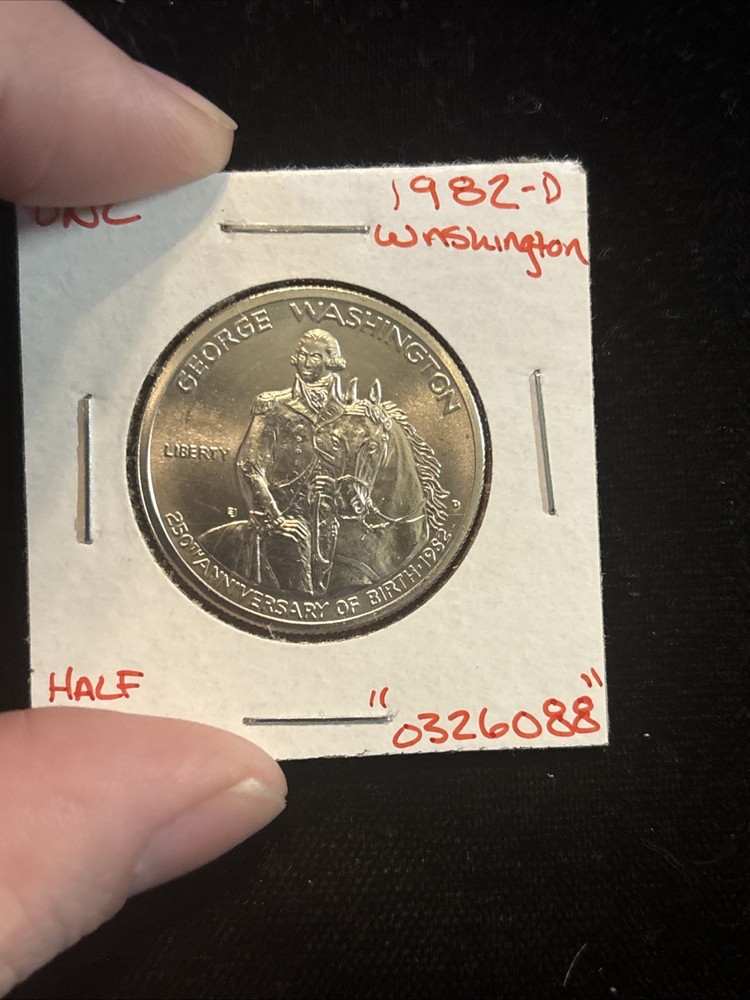 1982-d George Washington Silver Half Dollar Uncirculated “0326088” 50C
