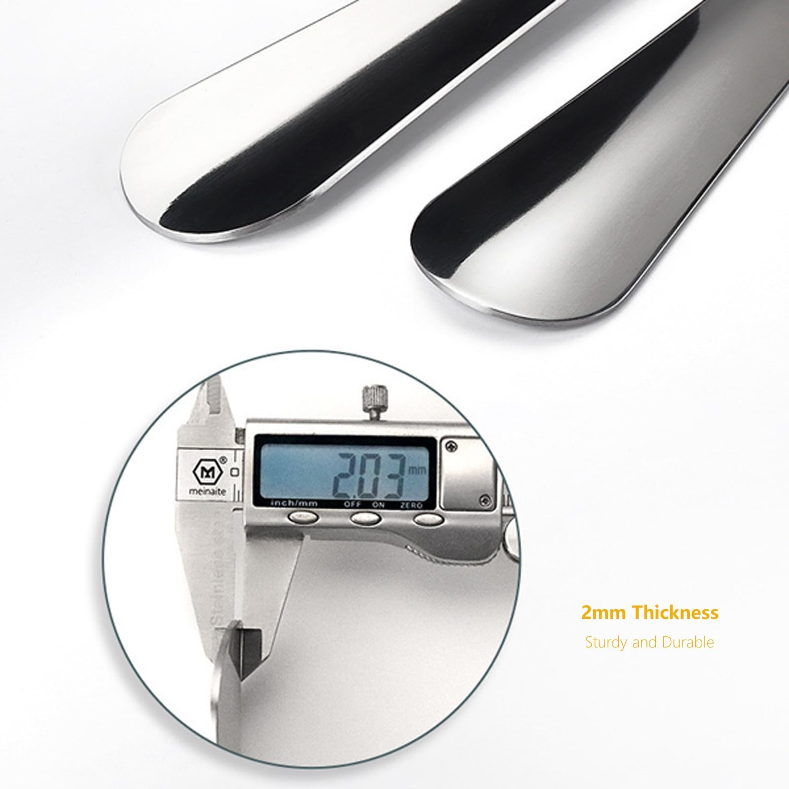 YIZIYAOH 11.8 inch Stainless Steel Shoe Horn, 2mm Thick, inch, Silver