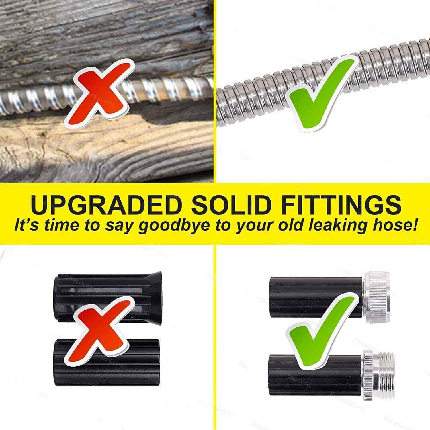 25/50/75/100/150FT Stainless Steel Flexible Garden Water Hose 2X Spray Nozzle