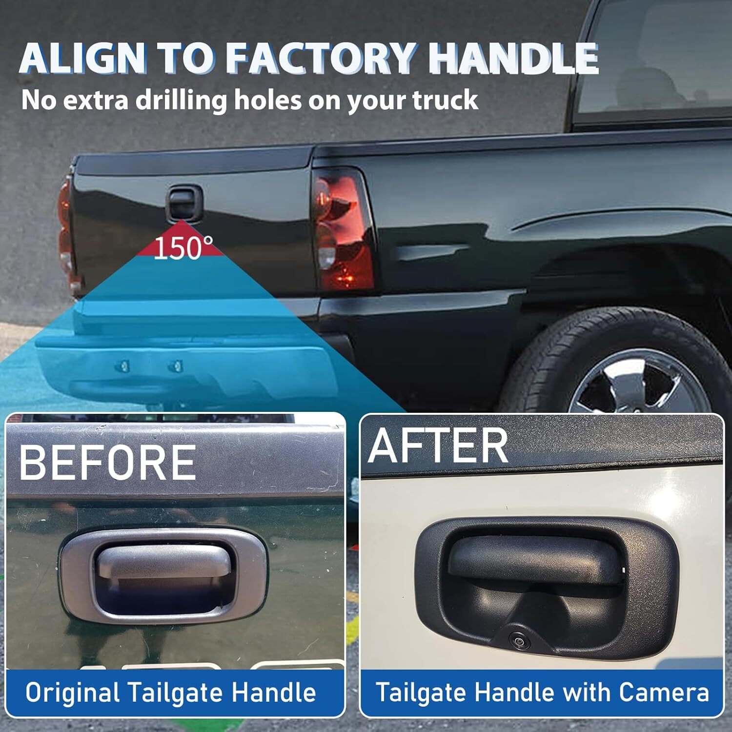 HD Tailgate Handle Backup Camera w/Wire for 1999-2006 Chevy Silverado GMC Sierra