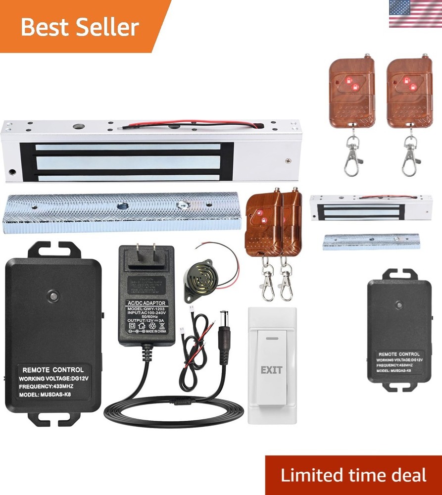 Magnetic Door Lock Kit with Remote Control 600lbs Power Fail Safe Wireless Entry