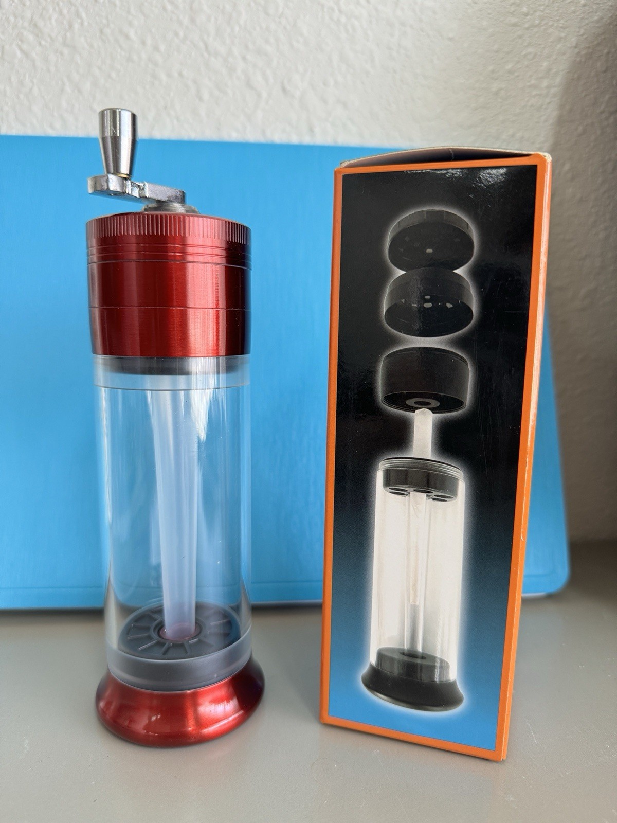 Herb Spice Tobacco Grinder and Cone Filler Rolling Machine Red