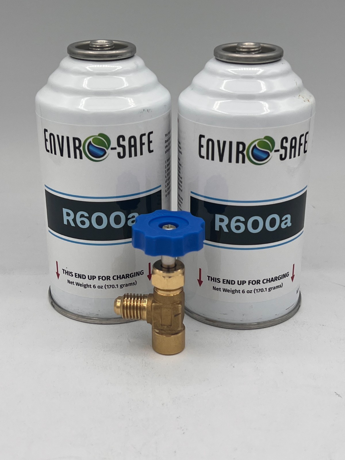 Enviro-Safe R600a Professional Grade Refrigerant, White,2 Cans with Brass Tap