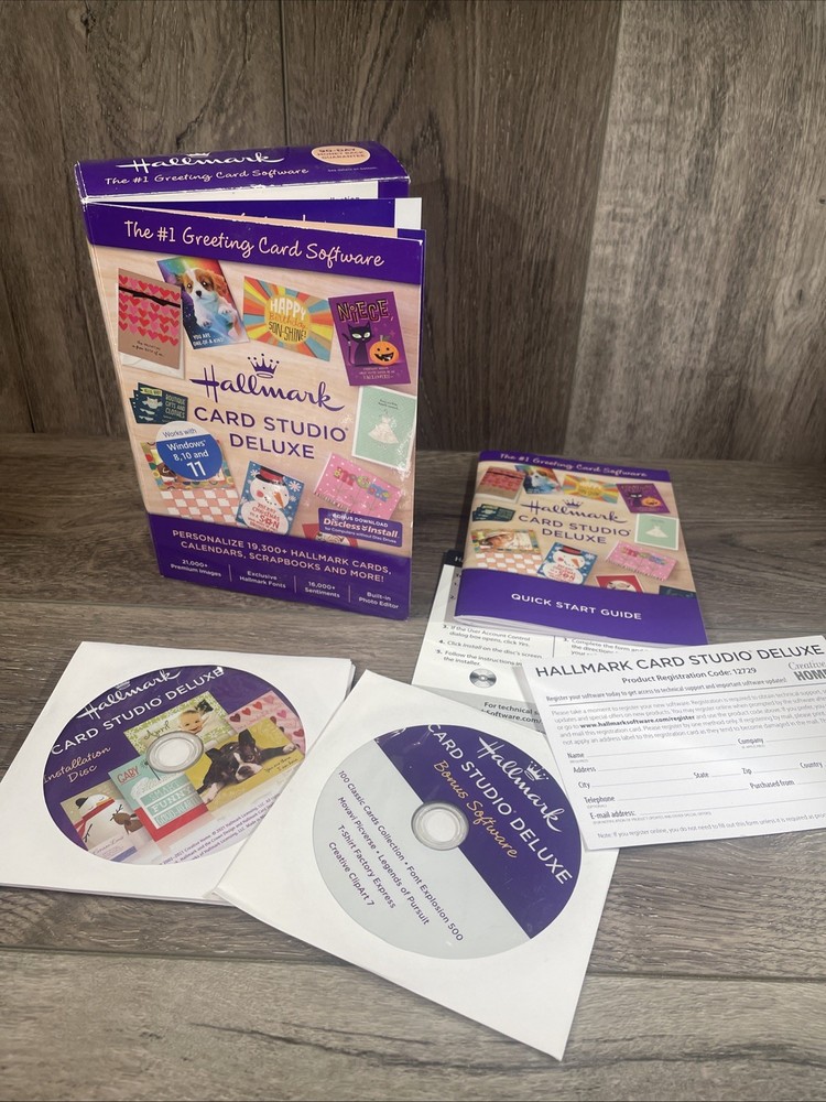 Hallmark Card Studio Deluxe Software Create Custom Cards Kit - Software & Guide