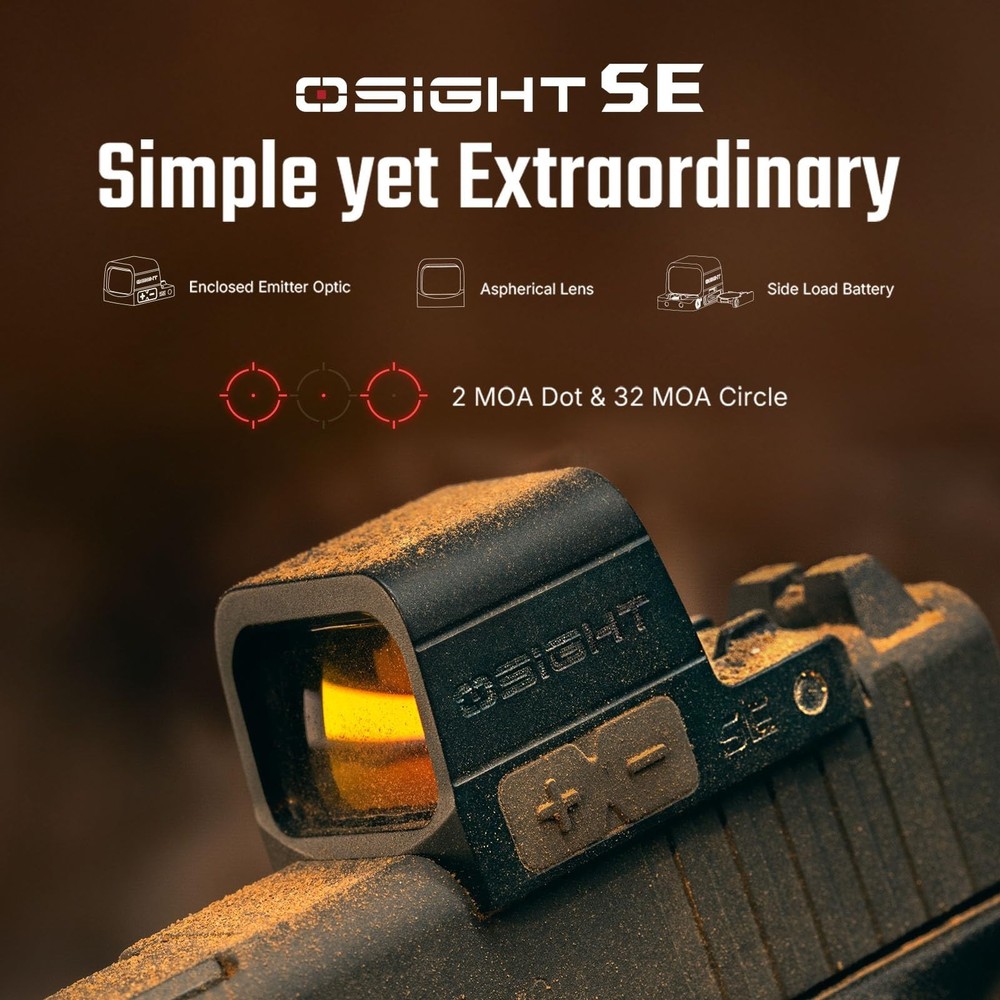 Olight Osight SE, 2 MOA Dot + 32 MOA Circle Red Dot Sight