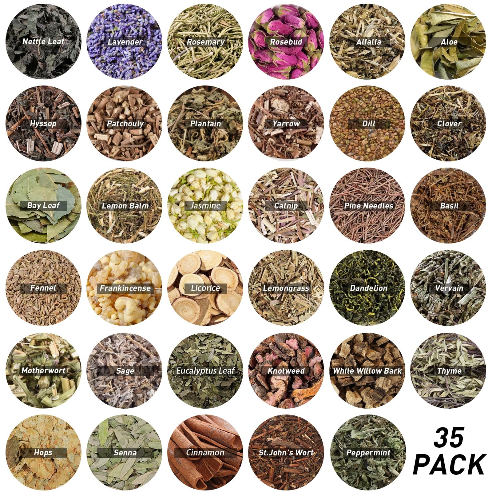 35Pcs Dried Herbs for Witchcraft Supplies, Herb Kit Witch...