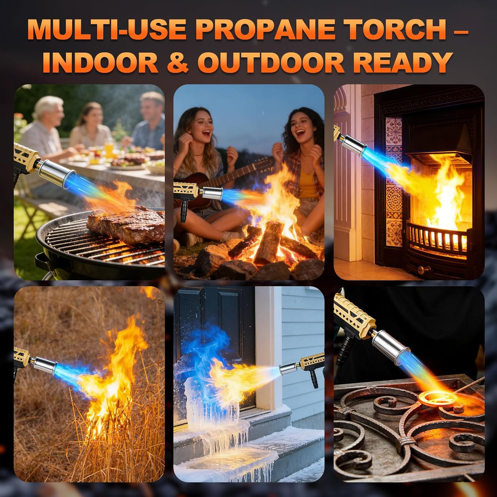 Powerful Propane Torch Gun, Adjustable Flame Thrower with Detachable Design for