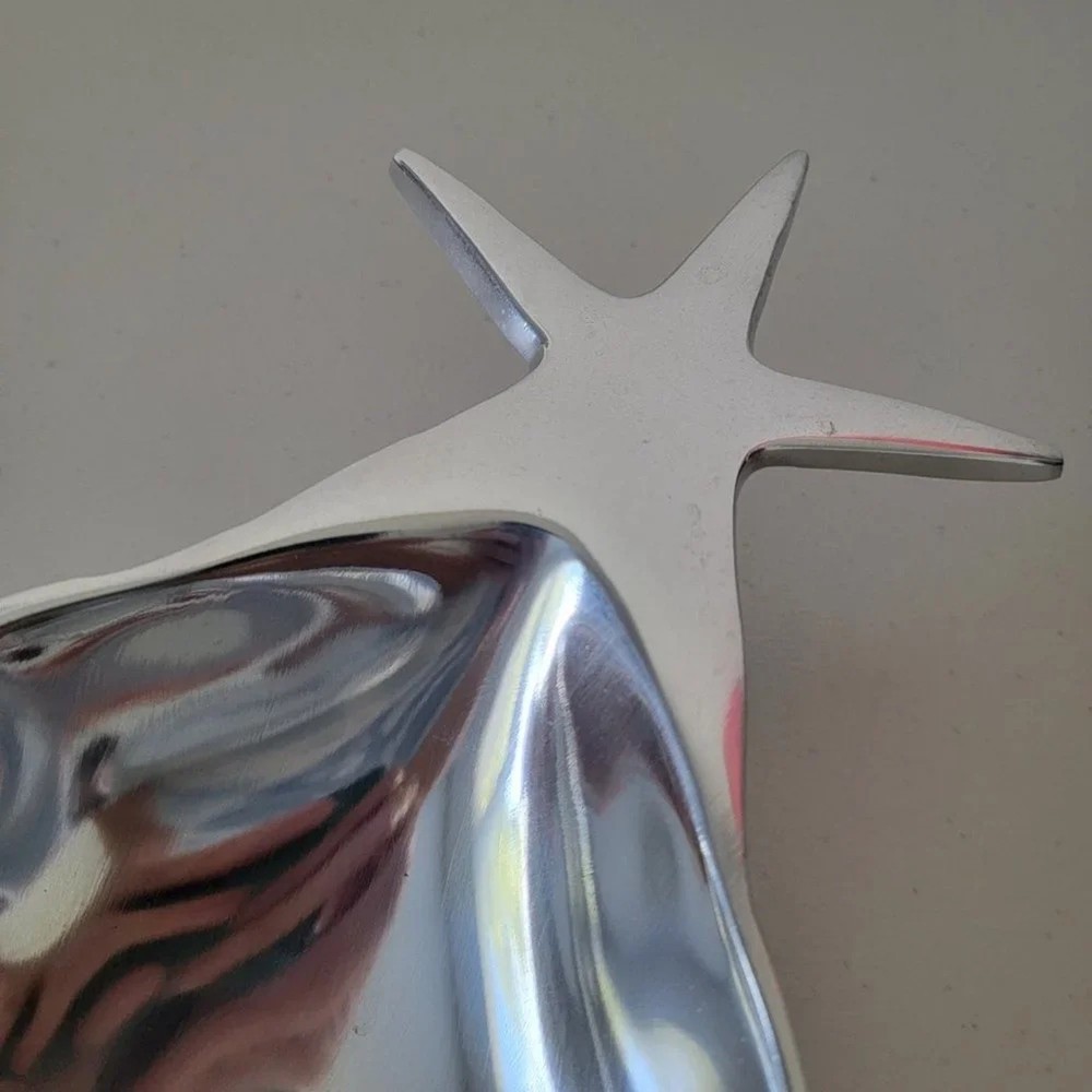 Pewter Christmas Tree Serving Platter Silver Tone Holiday Tray Medium Size