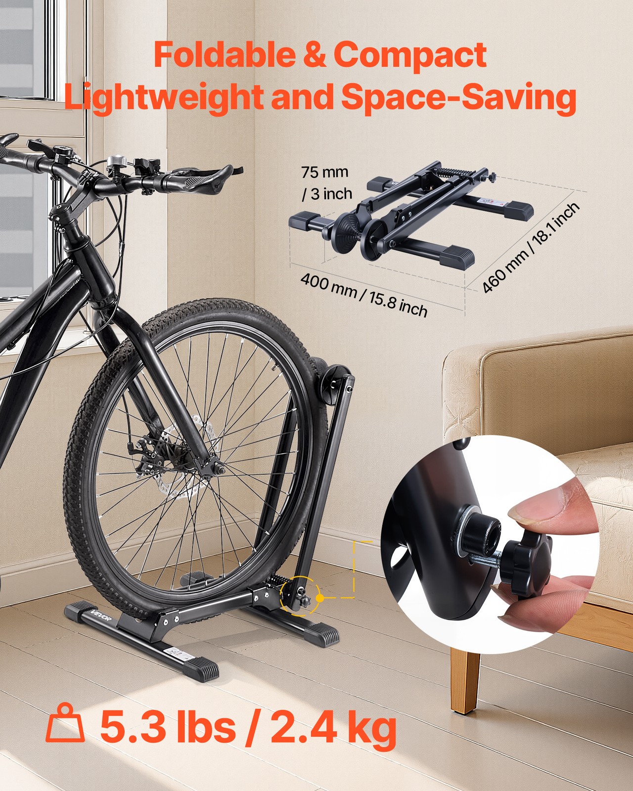 VEVOR Foldable Bike Rack for 20 to 29 Inch Mountain & Road Bikes Storage Stand