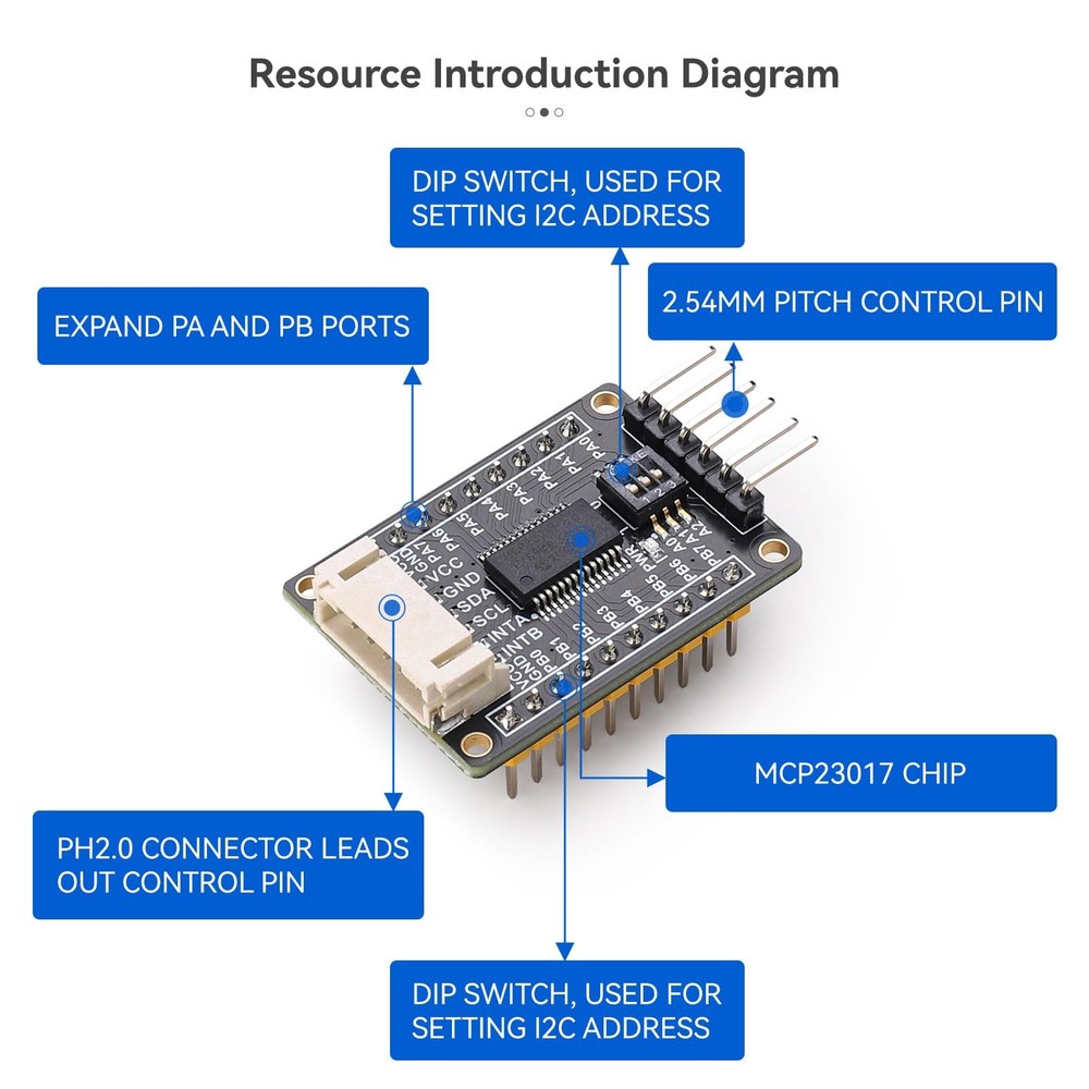 MCP23017 I/O Expander Module 16 GPIO Pins I2C Interface For Raspberry Pi STM