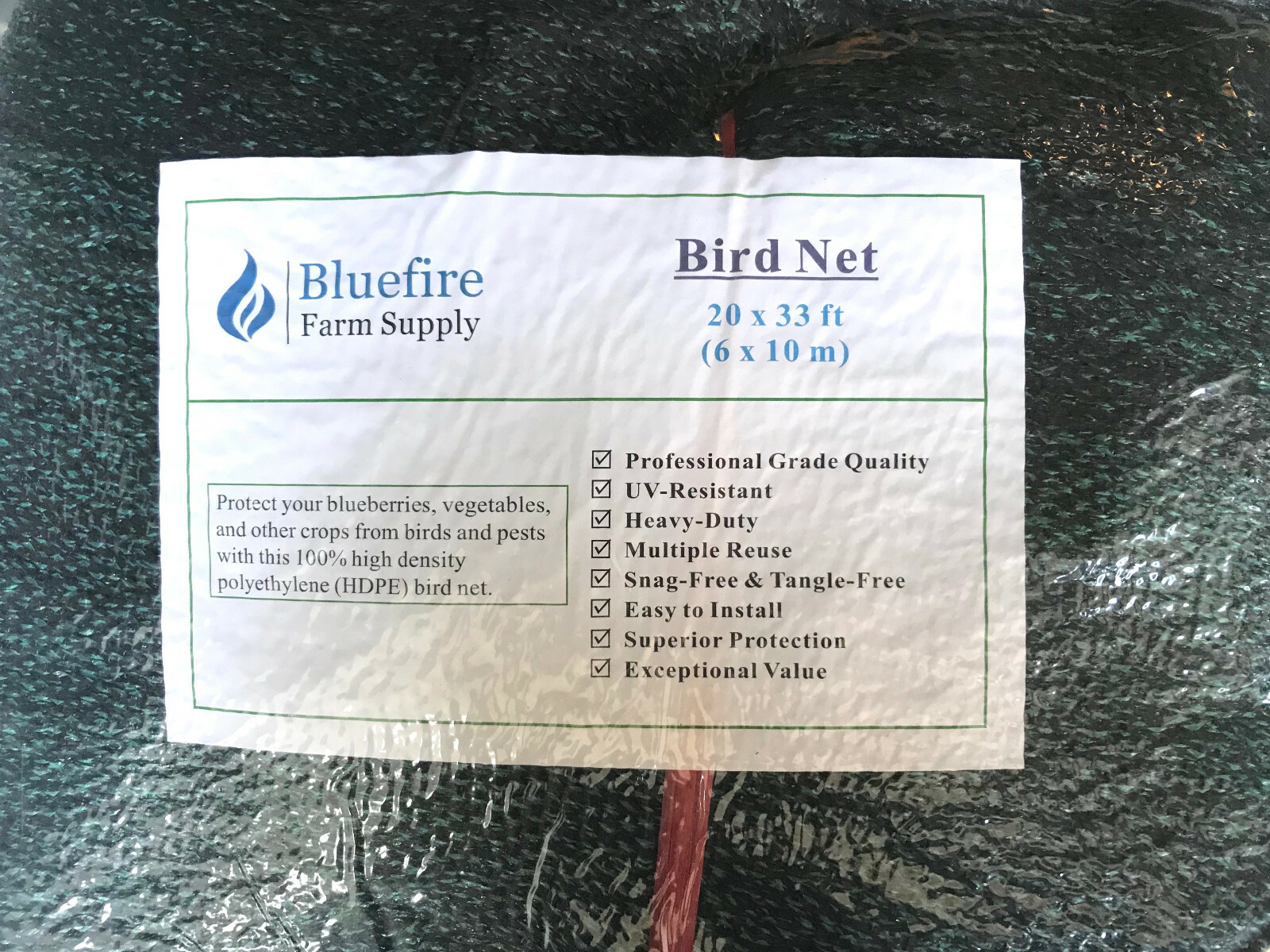 Commercial Grade Anti Bird Netting Heavy Duty Garden Poultry Polyethylene Net
