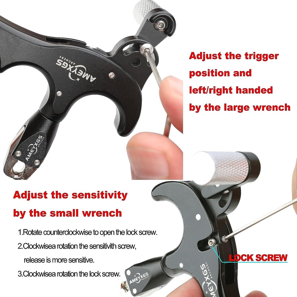 Compound Bow Release Aids 4 Finger Thumb Trigger Metal D Loop Archery Shooting