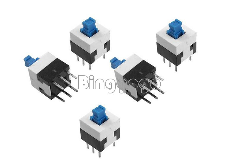 20pcs 8x8mm cap self-locking type square blue button switch control