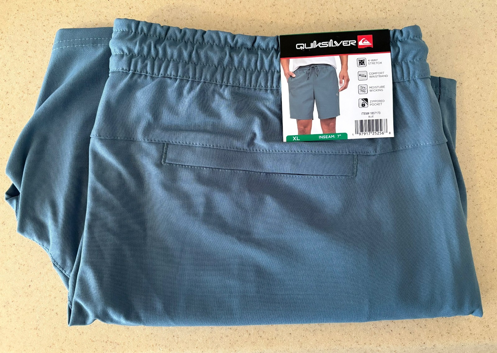 NEW-Quiksilver Men's Comfort Stretch Dry Flight Active Short Blue - Size XL