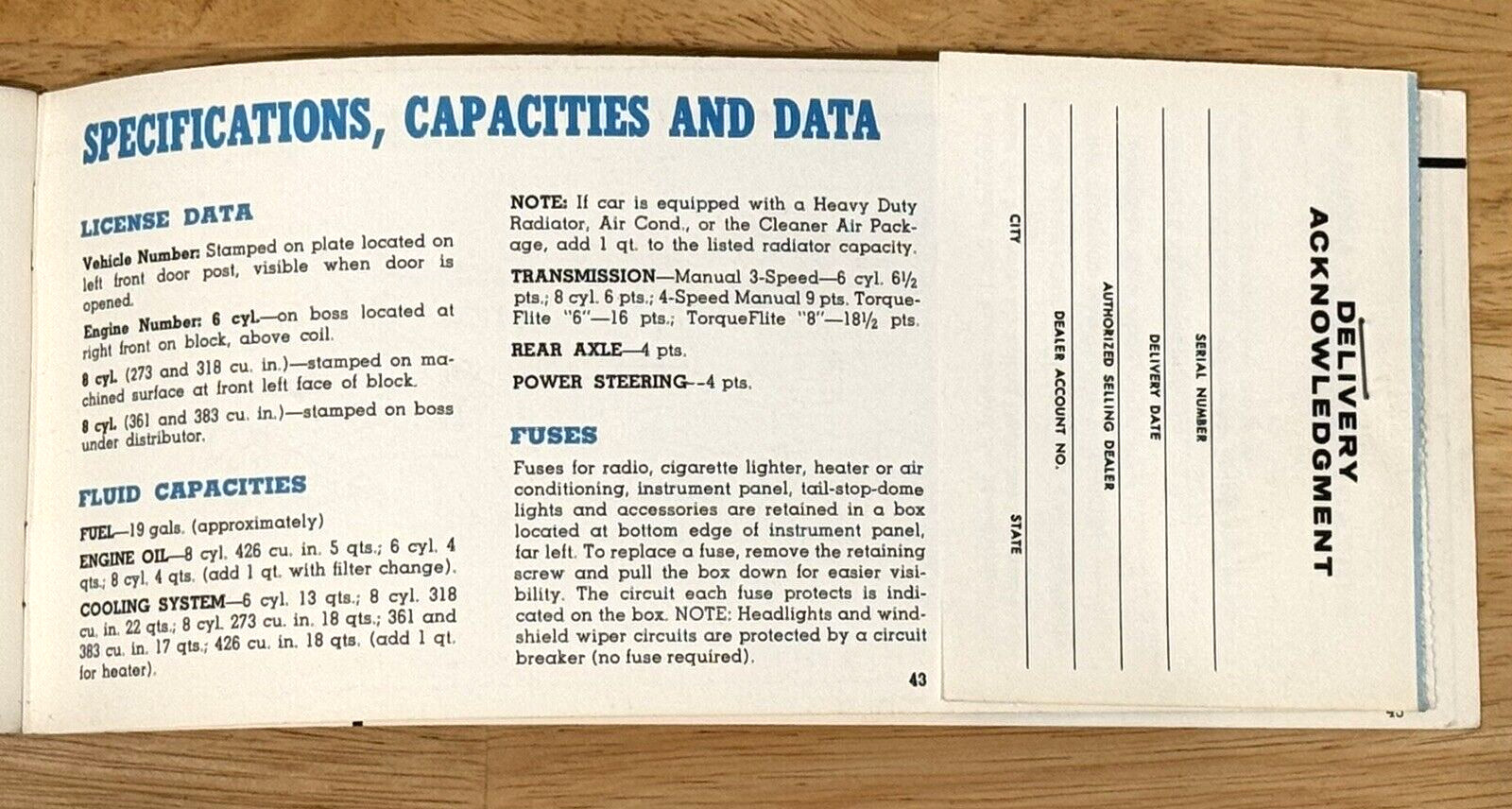 VINTAGE ORIGINAL 1966 PLYMOUTH BELVEDERE OPERATING INSTRUCTIONS OWNER MANUAL