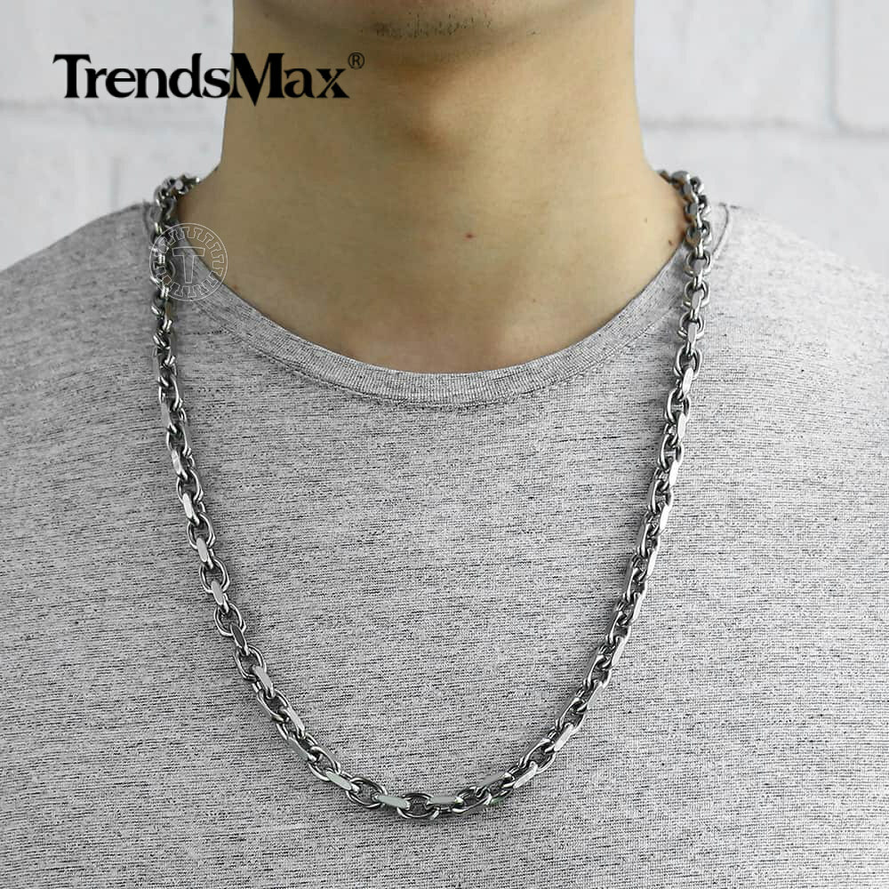 9mm Mens Boys Chain CABLE Rolo Link 316L Stainless Steel Necklace Toggle Clasp