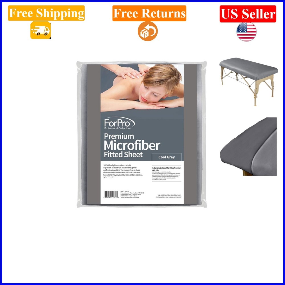 Microfiber Massage Fitted Sheet Cool Grey 36x77x7 Inches
