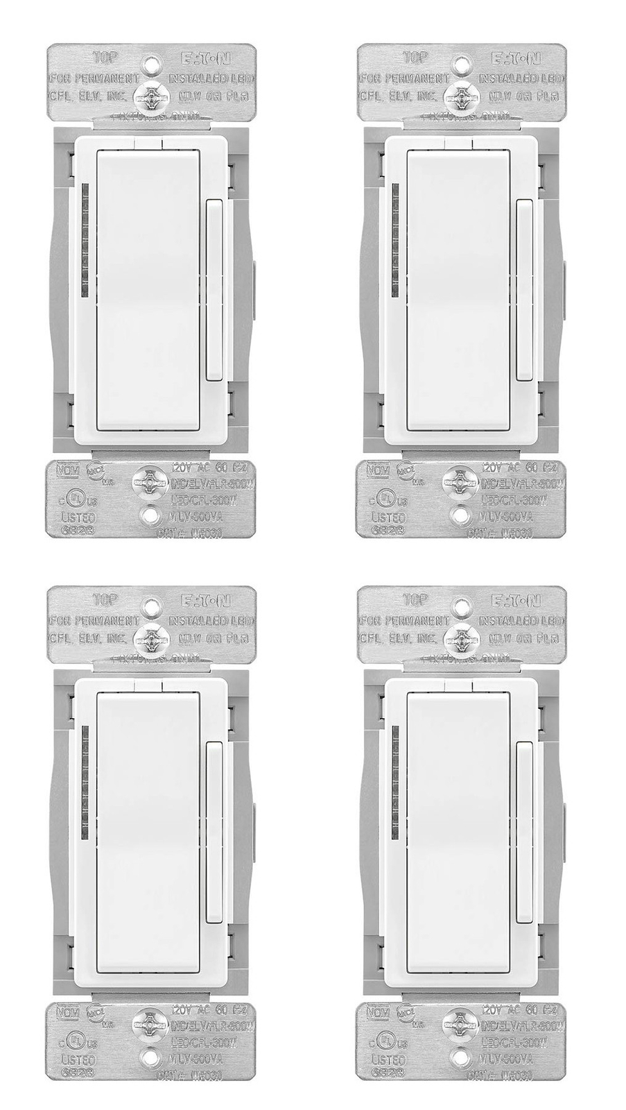 (case of 4) Eaton WFD30-W-BX-L Wi-Fi Smart Universal Dimmer Works with Alexa,