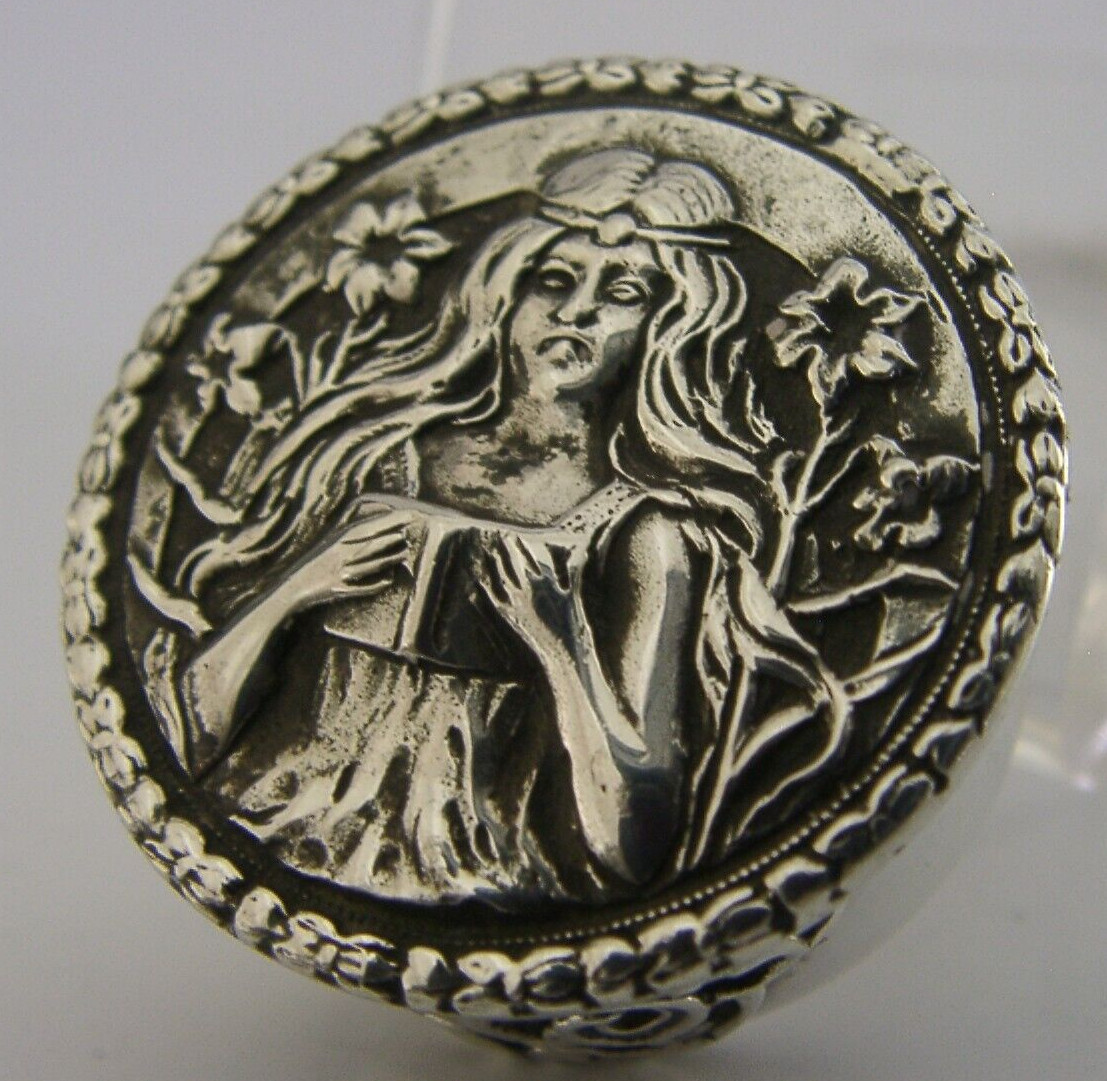 PRETTY ENGLISH SOLID STERLING SILVER BOX 1986 ART NOUVEAU STYLE