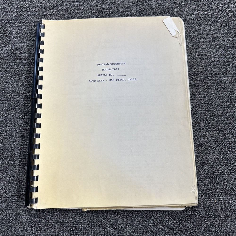 Auto Data Model 2643 Digital Voltmeter Instruction Manual