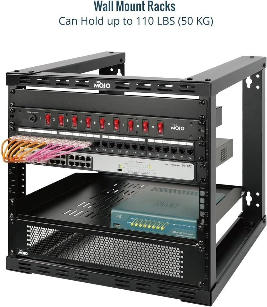 Tecmojo 9U Fixed Wall Mount Network Rack 15.8inch Depth Open Frame#1222TR1