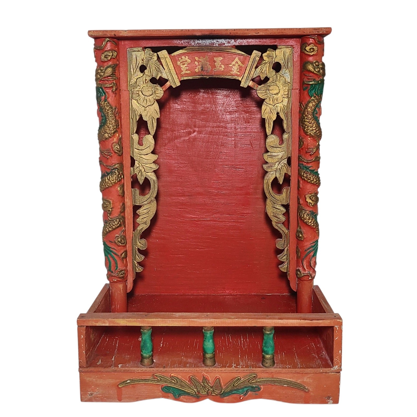 Vtg Asian Shrine Alter Box Spiritual Temple Oriental Handcrafted Wooden Buddhist
