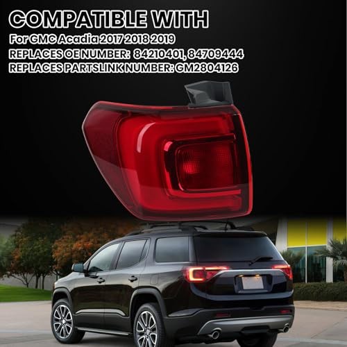 Tail Light Assembly for GMC Acadia 2017 2018 2019 Left Driver Side Red Shell