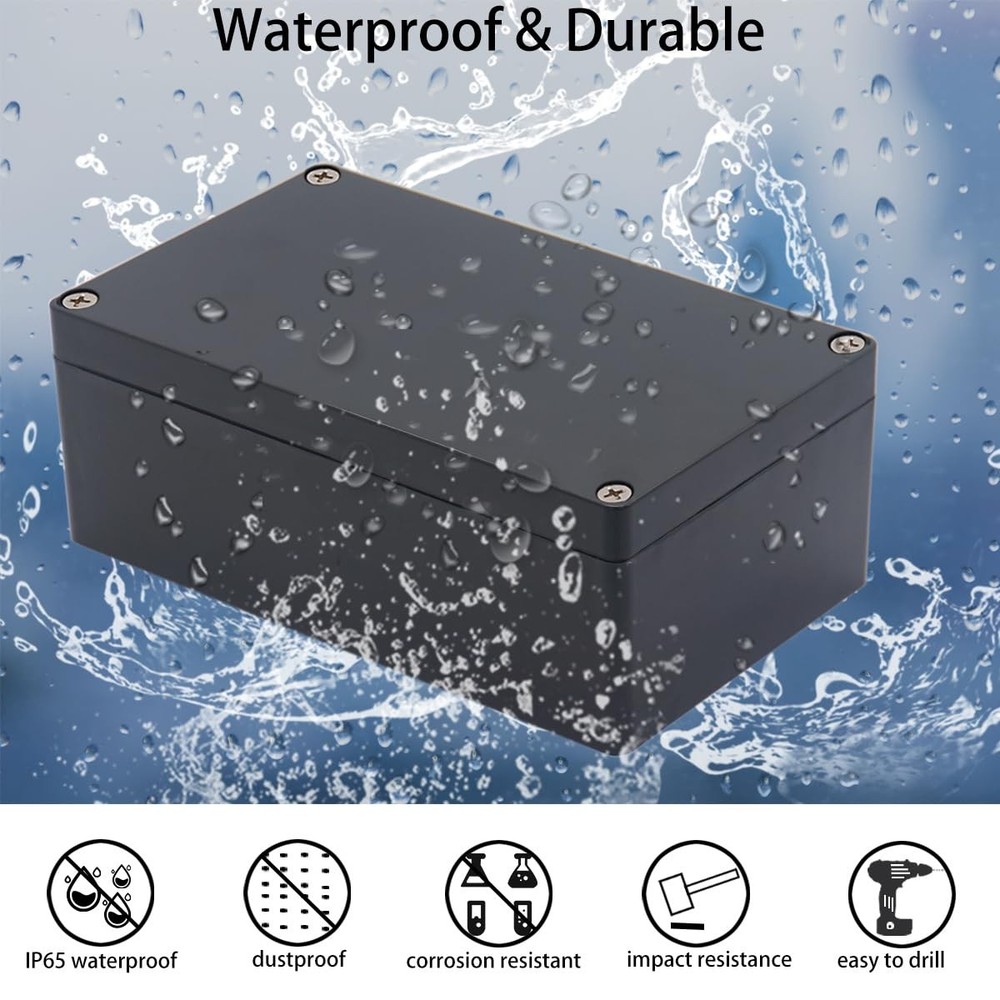 Project Box IP65 Waterproof Junction Box ABS Plastic Black Electrical Boxes D...