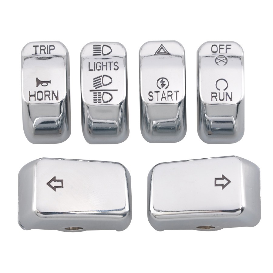 Chrome Switch Housing Cover 6PC Switch Caps For Harley Sportster V-Rod Softail