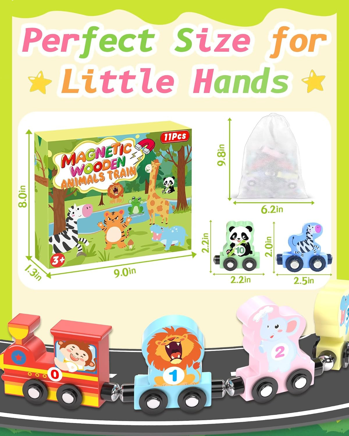 11 Pcs Magnetic Train Set Montessori Toys for 1 2 3 Years Old Toddlers Boys Girl