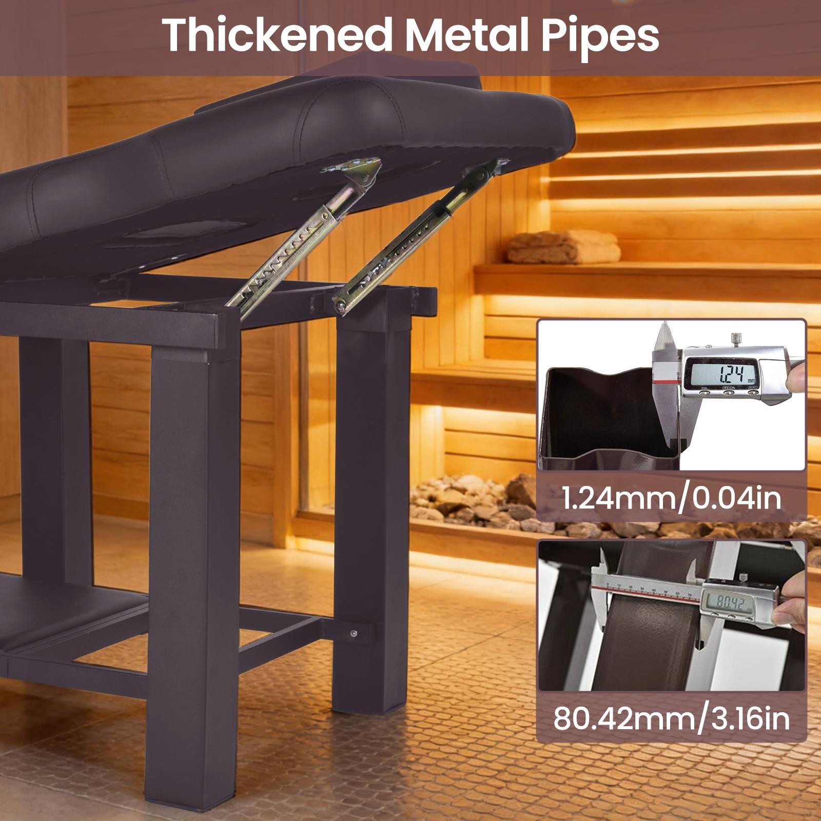 PU Leather Heavy Duty Professional Stationary Massage Bed -Brown