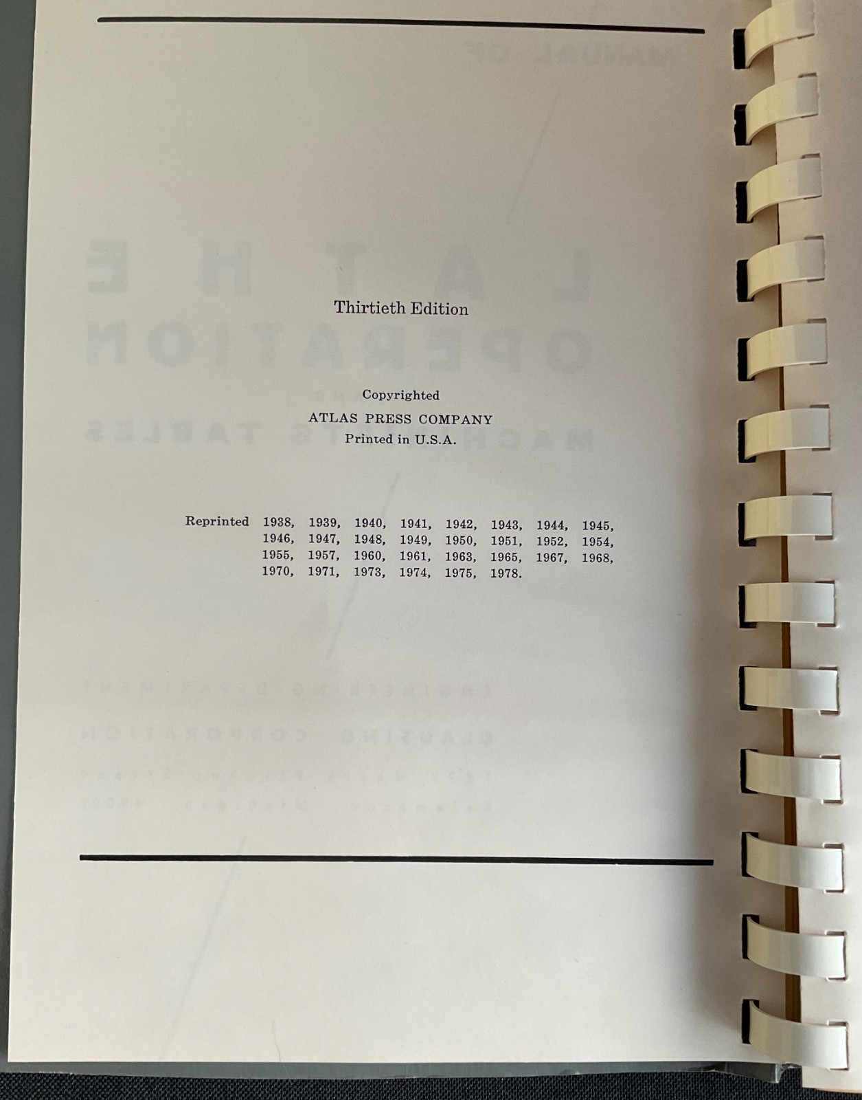 Vintage Atlas Manual of Lathe Operation & Machinist Tables Book 🇺🇸 Nice!