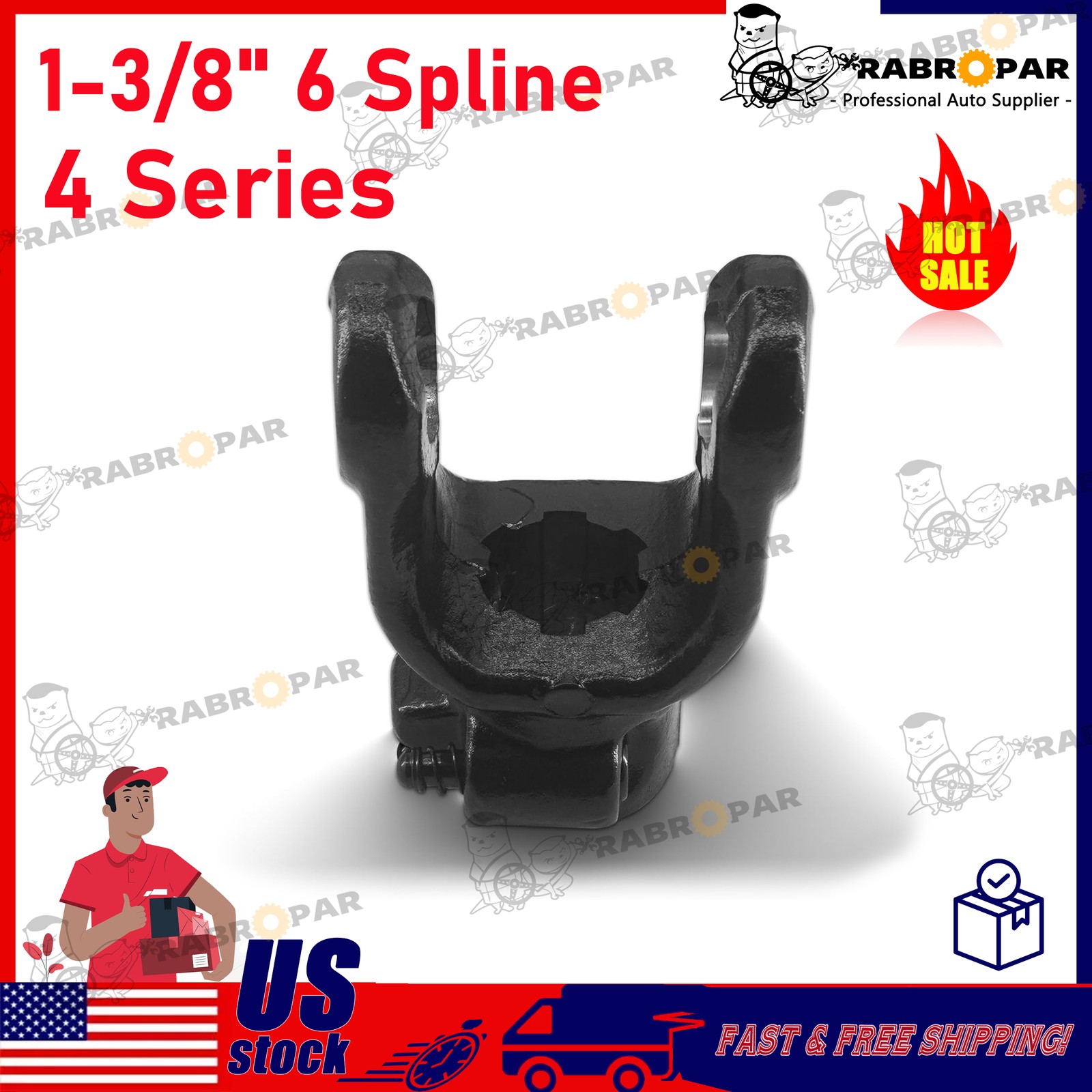 PTO Tractor End Yoke 4 Series 1-3/8 -6 Spline with Quick Disconnect Push Button