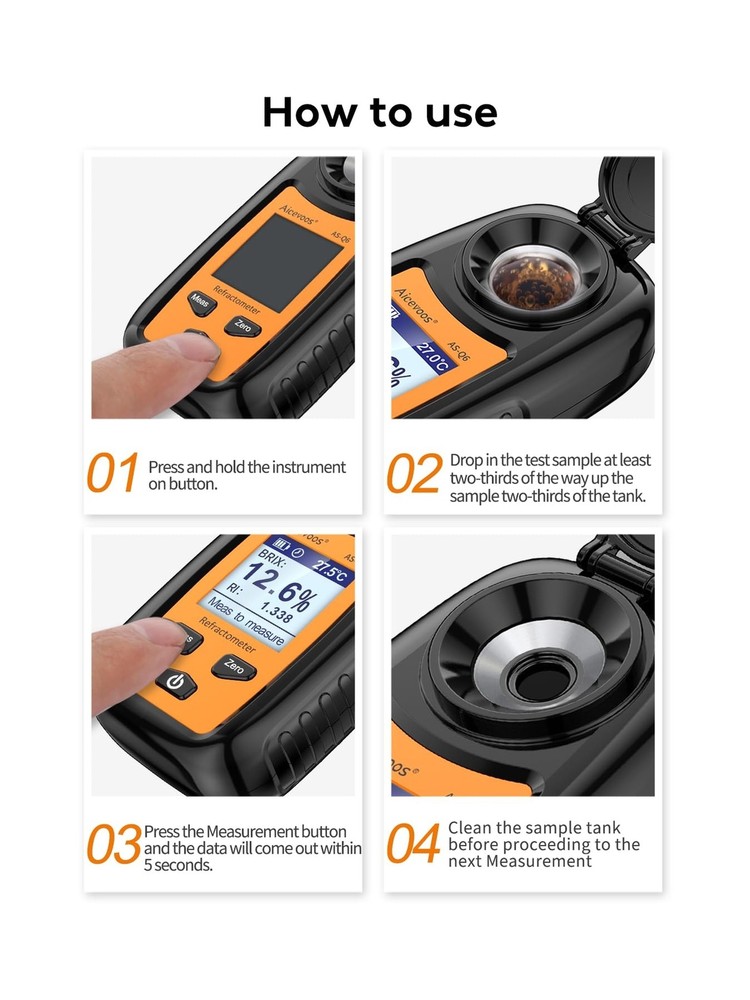 Digital Sugar Brix Refractometer brix Meter Automatic Temperature Compensatio...