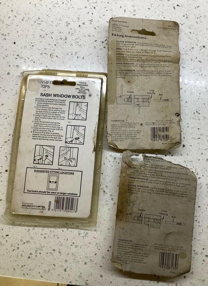 brass sash window locks NEW unopened 