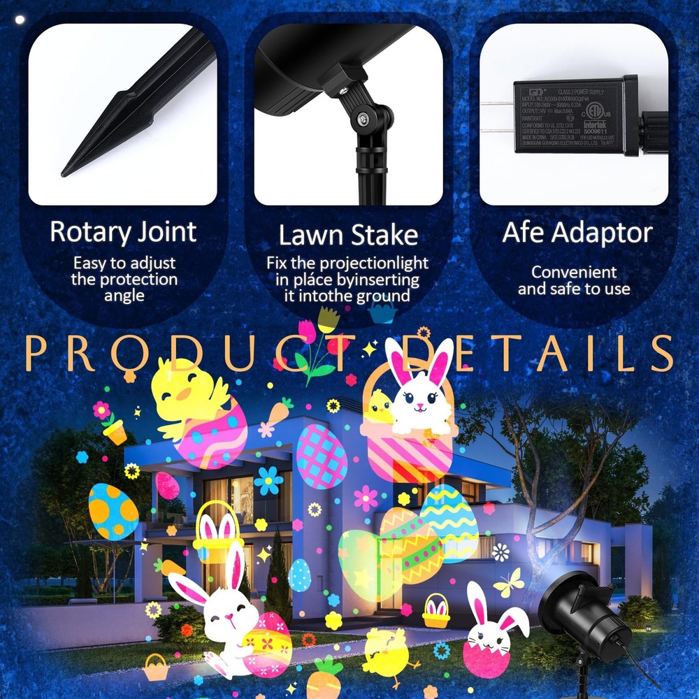 Lingvee Easter Decorations Projector Lights LED Projector Lights Outdoor with...