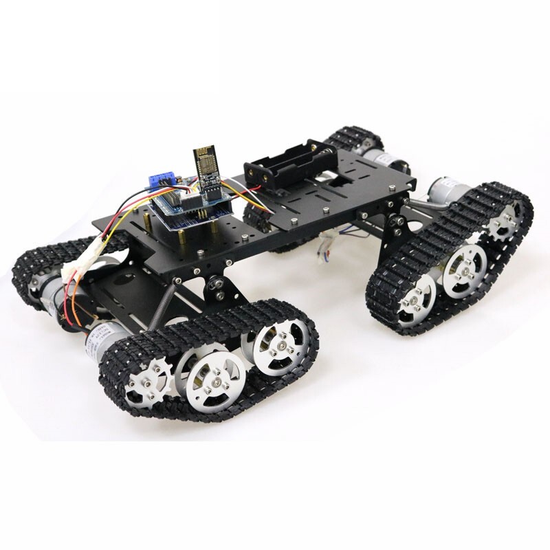4WD Robot Tank Chassis Kit Chassis + Joystick Control + 4pcs Motors w/ Encoder