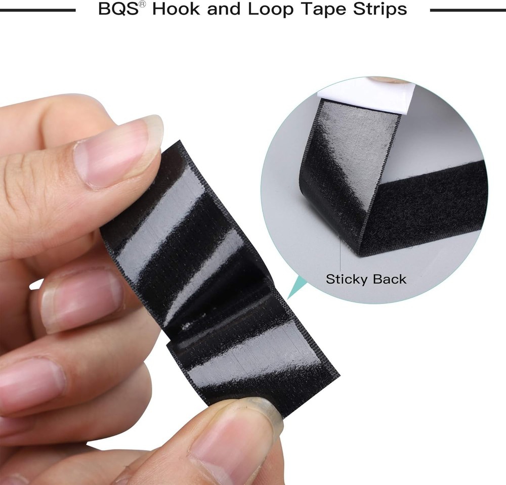 Versatile 16FT Hook and Loop Strips with Strong Adhesive - Black Nylon