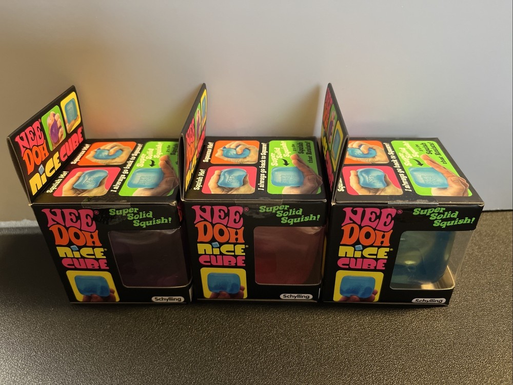 Nee Doh Nice Cube - Super Solid Squish, Pink, Blue, Purple 3-Pack SHIPS SAME DAY