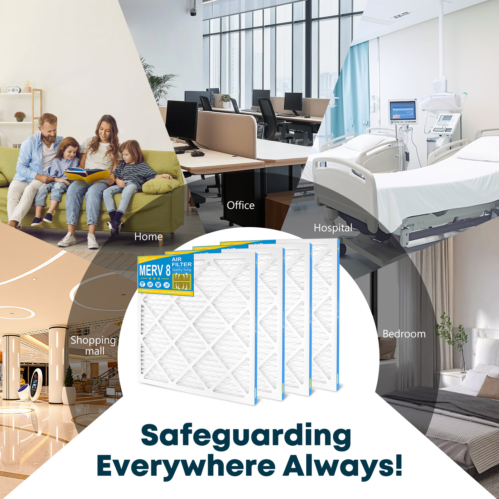 16x20x1 Air Filter, MERV 8, 6 Pack, MPR 600，For Home AC Furnace & HVAC