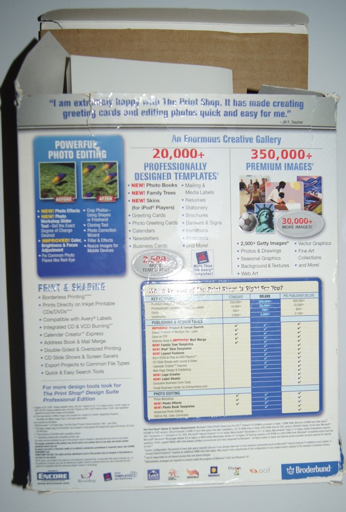 Print Shop Deluxe v22 4 CD Set Box Manual Version 22 Software Windows XP/2000