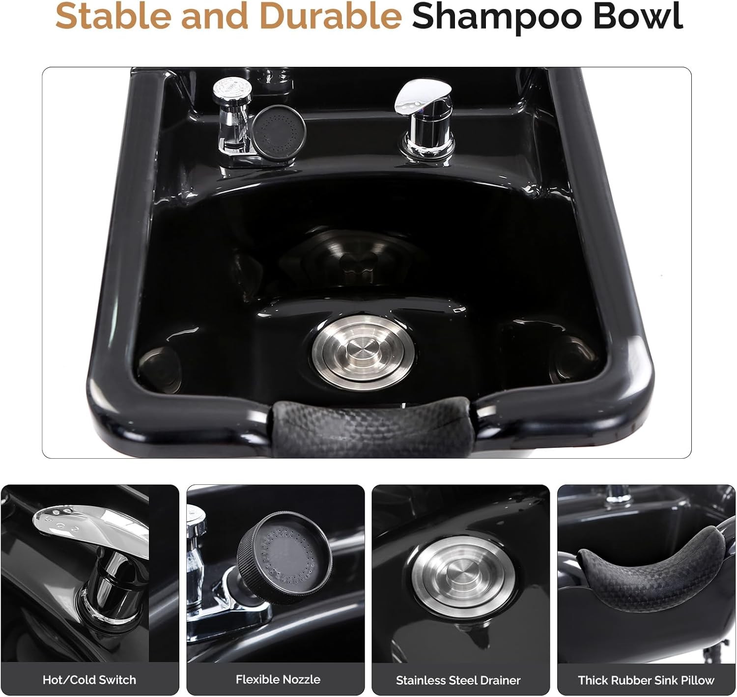 Salon Station, Shampoo Bowl with Cabinet & Drawer, UPC Certified Sprayer Faucet