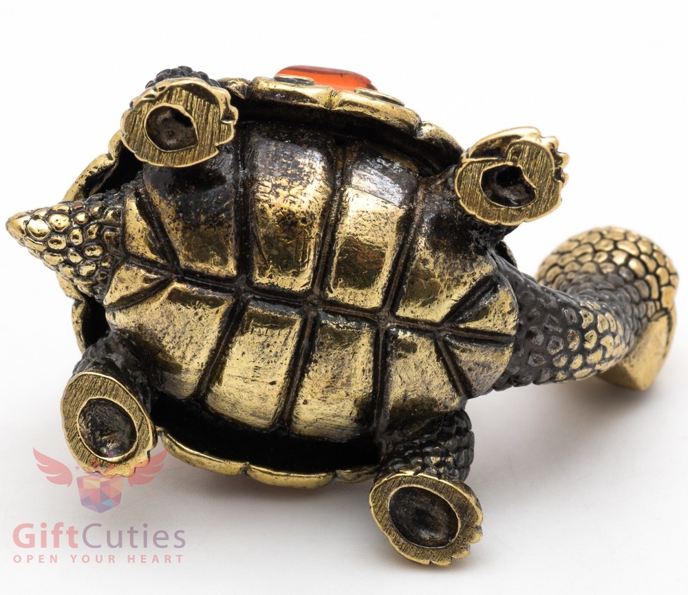 Solid Brass Amber Figurine Tortoise Turtle in amber shell talisman IronWork